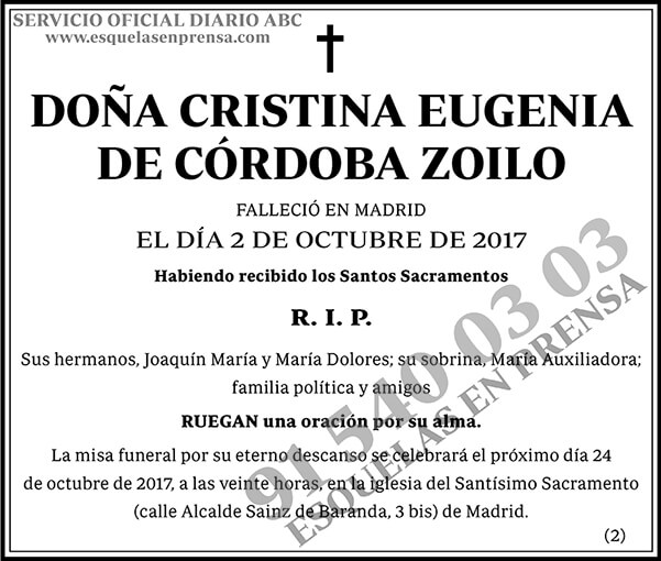 Cristina Eugenia de Córdoba Zoilo